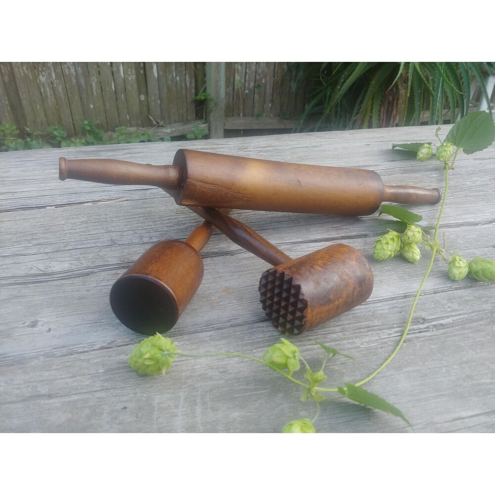 Vintage Hardwood Utensil Lot, Rustic Kitchen Collectables